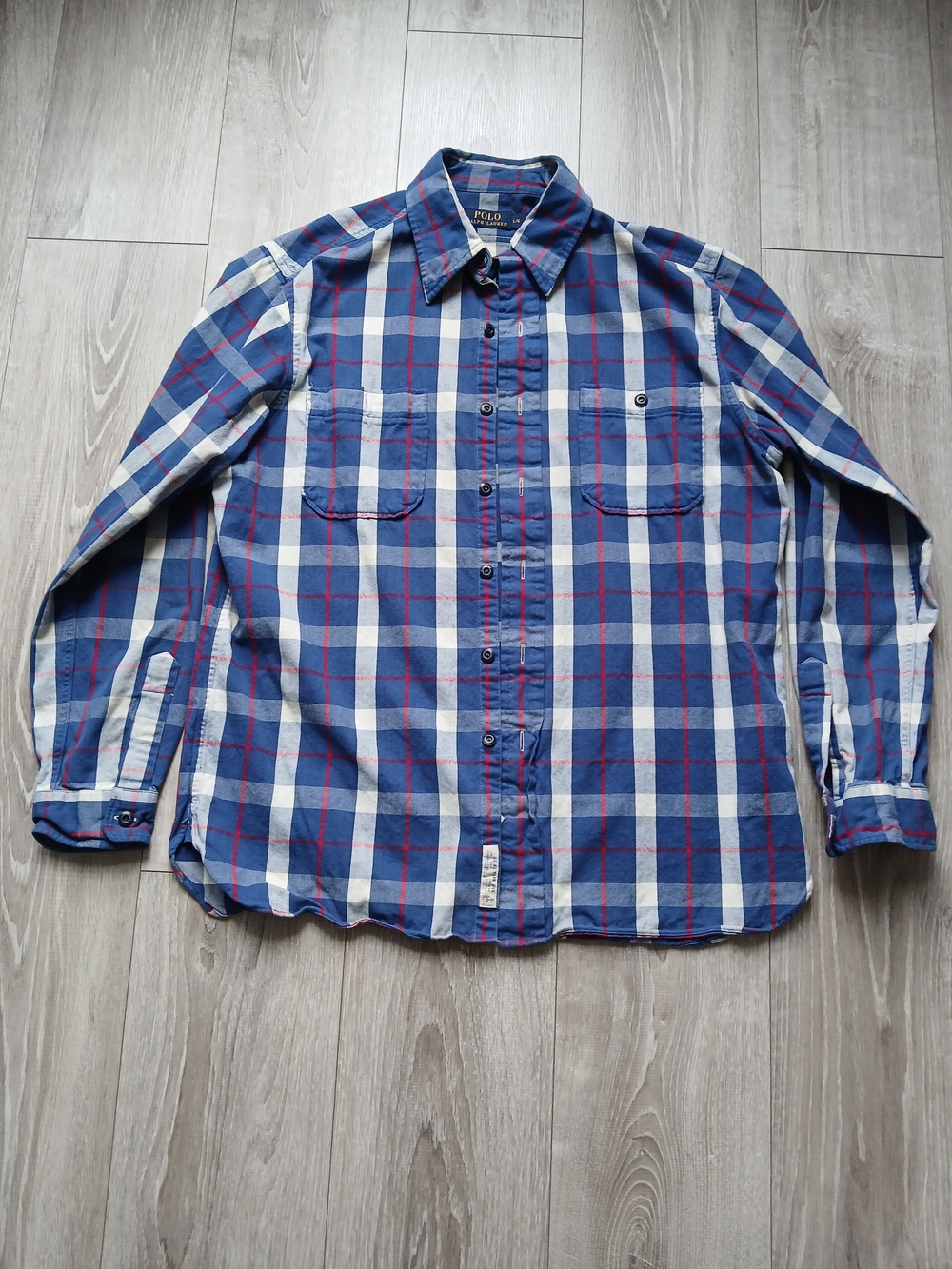Polo by Ralph Lauren Blue, White and Red Plaid Button-Down Shirt